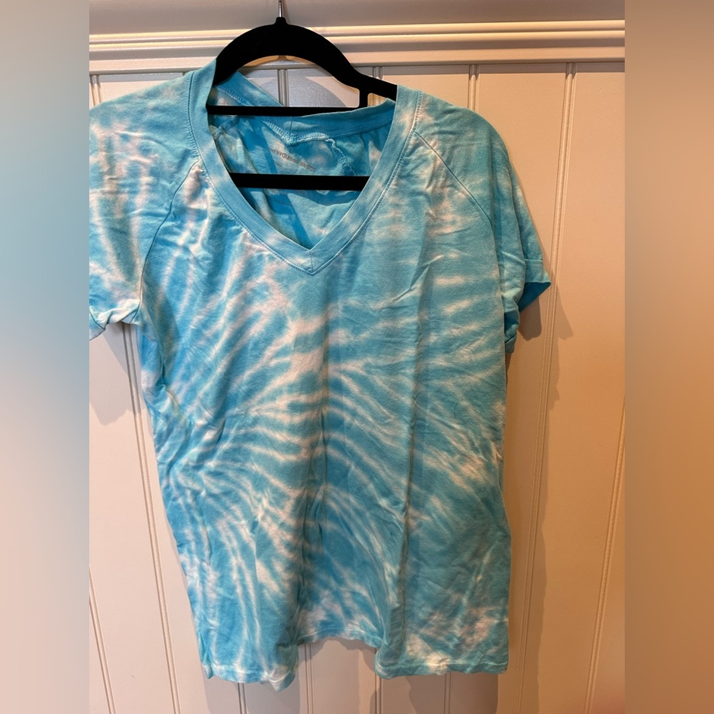 good HYOUman Ladies Woman’s Size Small Blue & White Tie Dyed Tee Shirt